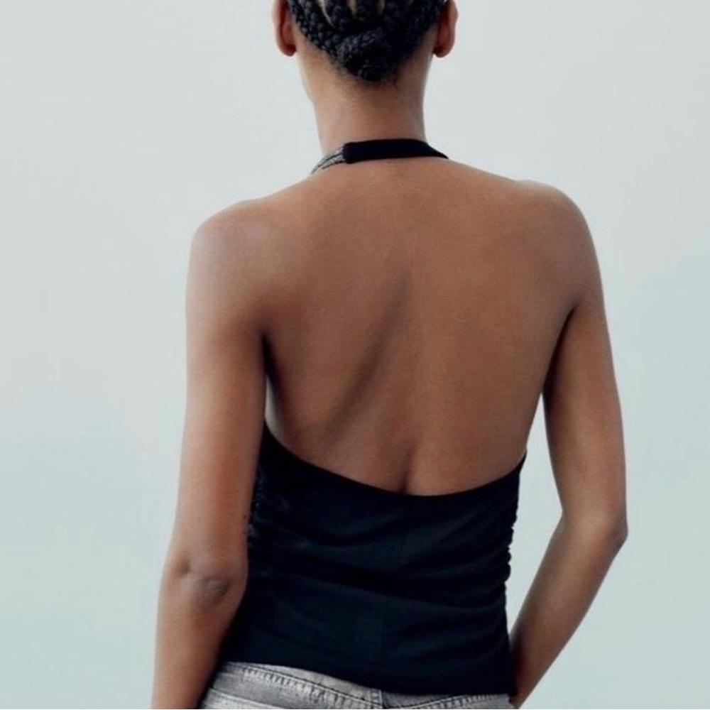 Zara Black Backless Halter Top